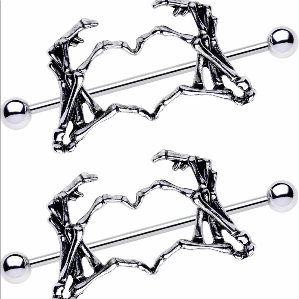 Skeleton heart nipple rings